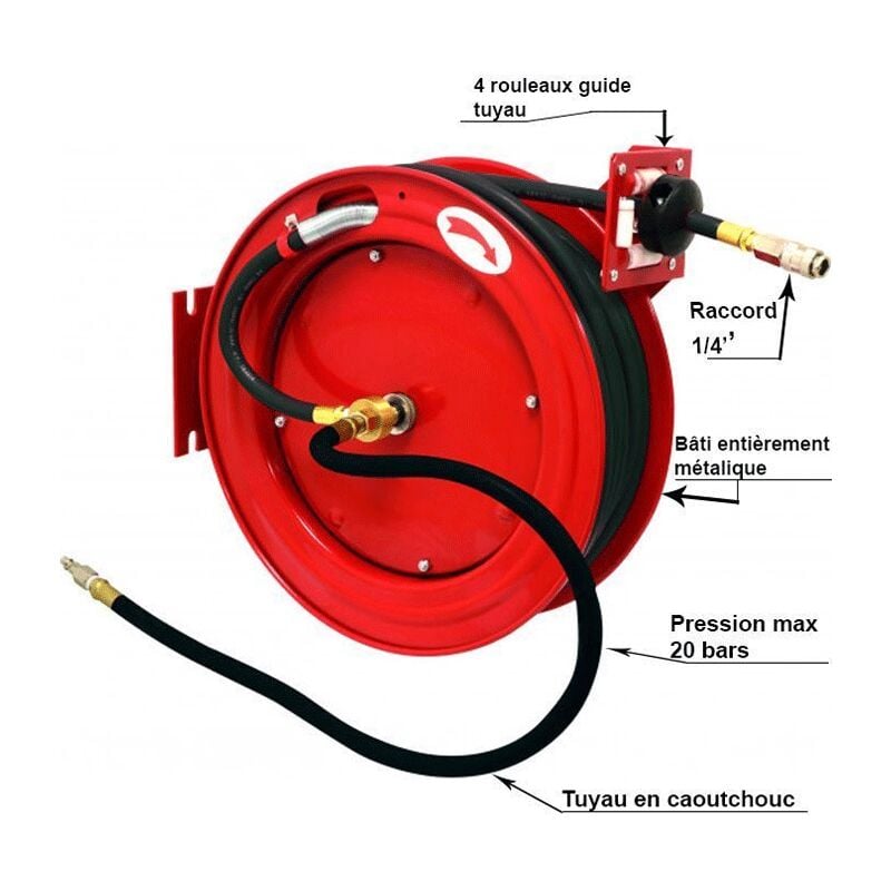 Drakkar Equipement - Enrouleur automatique d'air 20 bar 15M 1/4'