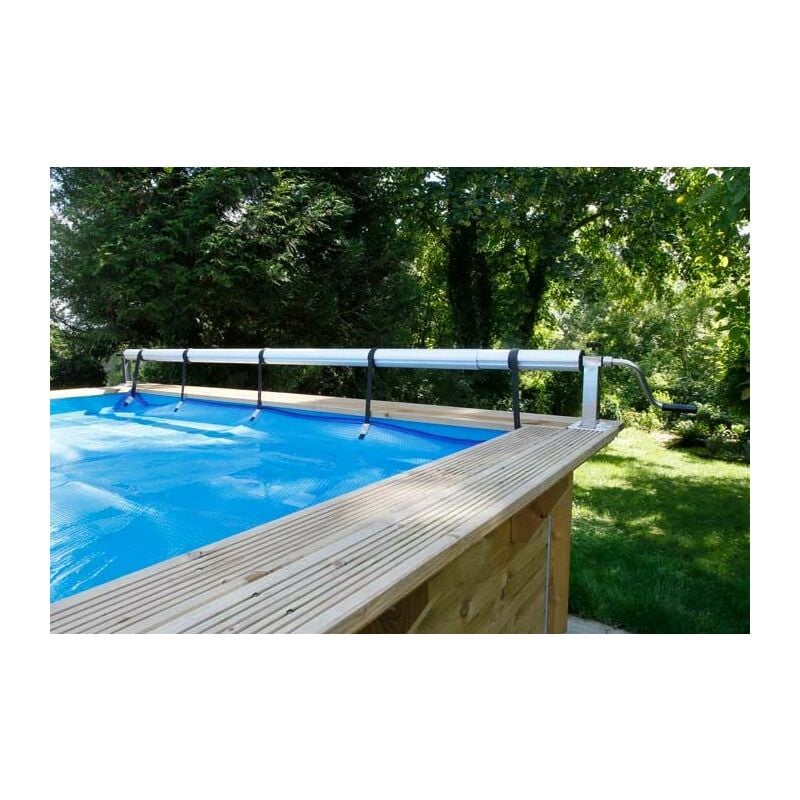 Enrouleur de bâche à bulles pour piscine en bois Ubbink Premium - Bleu