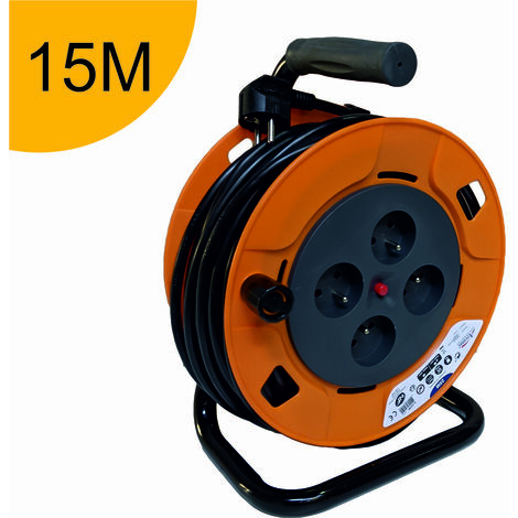 Enrouleur - câble de 15m H05VV-F 3G1.50 mm² - 4 prises 16A