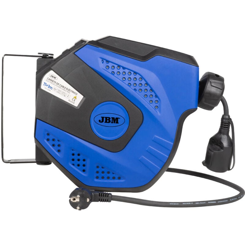 Enrouleur de câble électrique 12M - bleu JBM 53526