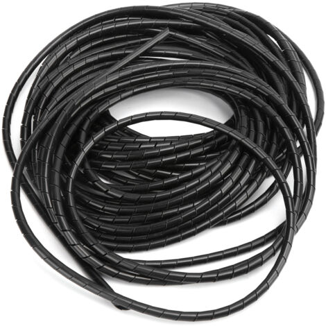 Enrouleur câble spiralé flexible noir 5m – Gestion câbles ordinateur, diamètre 12mm