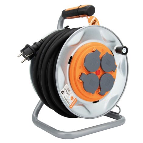 Enrouleur chantier HO7RN-F 4 prises 16A 3G2,5mm² 25 mètres + coupe-circuit