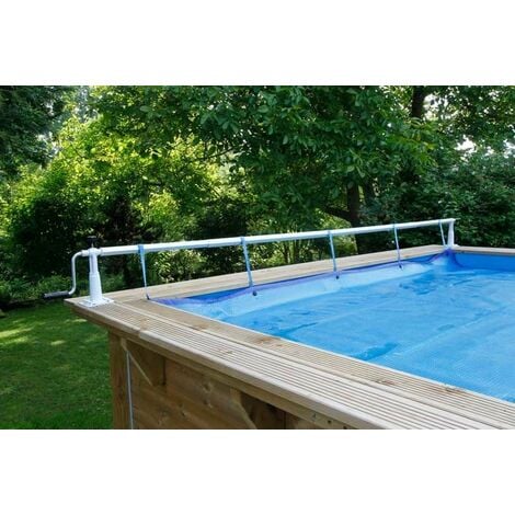 Enrouleur de bâche à bulles pour piscine en bois Ubbink Xtra - Bleu