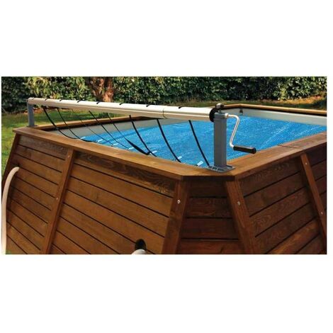 Enrouleur de bâche de piscine hors sol – Aluminium résistant à la corrosion – Compatible jusqu'à 5.49 m – Fixation rapide sur margelles – Piscineo