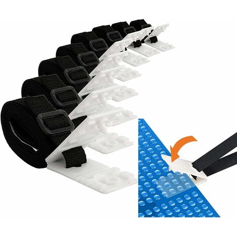 Enrouleur De Bâche pour Piscine Hors-Sol, Enrouleur bache Piscine, Enrouleur Couverture Piscine, Système Enrouleur Mobile en Acier Inoxydable,8PCS Kit De Fixation De Bobine