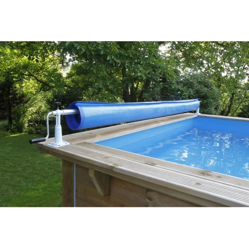 Enrouleur de bâches pour piscine Ubbink xtra - Margelles bois - Jusqu'a 5,5m - Manivelle en aluminium