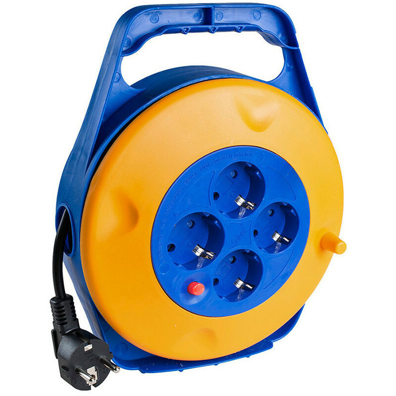 Enrouleur De Cable 10m 3x1,5mm Avec 4 Prises Bipolaire Et T/Tl Solera 7422/3