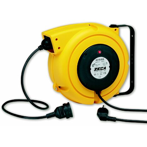 Enrouleur de câble 14 m 3G 1,5 mm² 230V Polypropylène avec enrouleur automatique et support mural pivotant Zeca 4315/GS