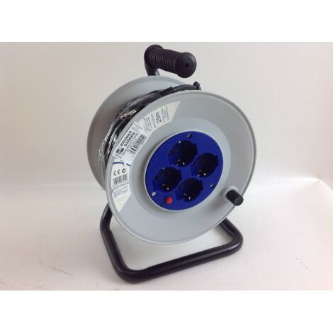 Enrouleur de câble 25m fiche 2-pin+earth 16A 1 prise schuko 2-pin+earth 16A / 4 prises