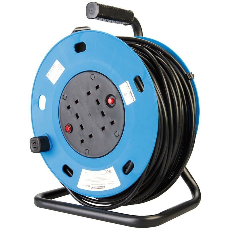 Enrouleur de câble électrique sur pied, 13 a, 230 v 4 prises - 50 m