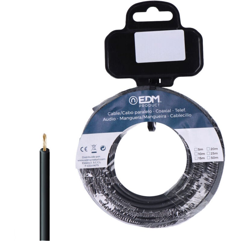 Enrouleur de câble flexible, 6mm, noir, 25m, sans halogène 28601