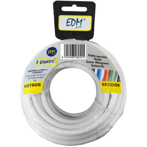 Enrouleur de câble parallèle 2x1mm blanc 15m (audio)