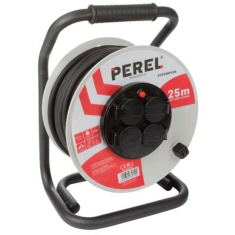 Enrouleur de cable professionnel en neoprene - 25 m - 3g25 - 4 prises - prise francaise