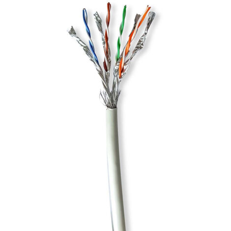 Enrouleur de câble réseau  CAT7  Fixe  S/FTP  Cuivre nu  50.0 m  Intérieur  Rond  LSZH  Gris  Boîte cadeau