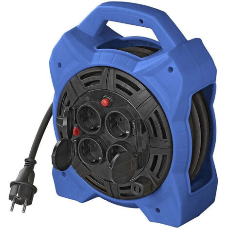 Enrouleur de câble Schuko 4 voies 15M 3x1,5mm² avec éclairage LED