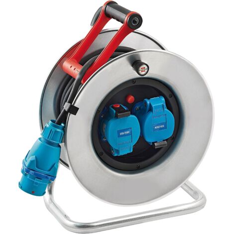 Enrouleur de câble SILVER SPT25-25/2M MARECHAL CEE 30A/230V : 1 fiche + 2 prises - H07RN-F 25m