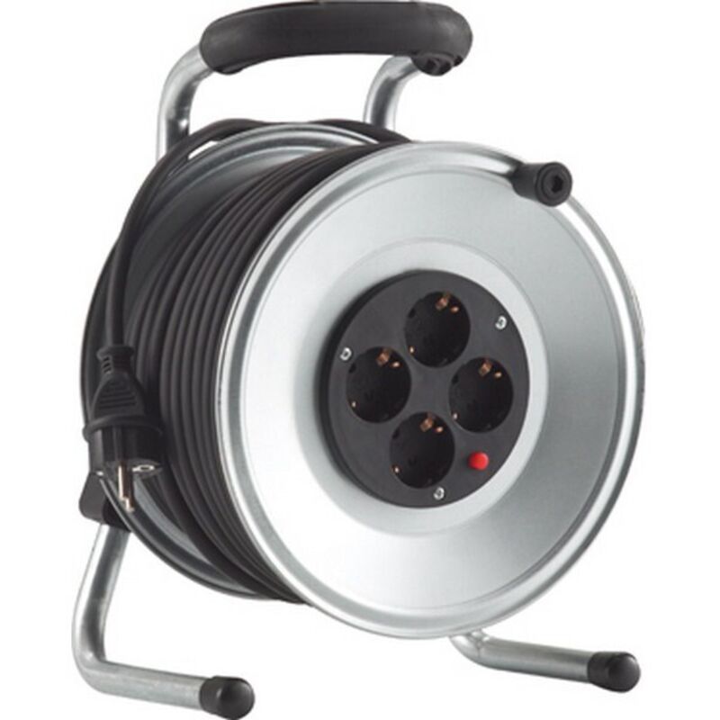 Enrouleur de câble, tôle d'acier, ip 20, qualité de câble caoutchouc, Type de câble : H05 rr-f 3G1,5, Long. de câble 25 m