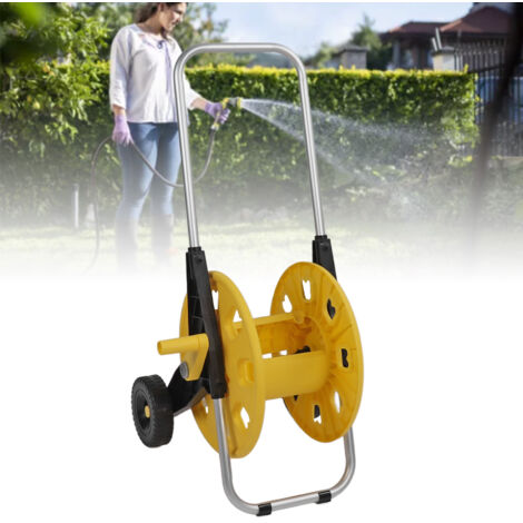 【Enrouleur de Jardin】Enrouleur à Roues Lourd ManoGarden 60m Capacité Aluminium ABS PP Manuel Jaune