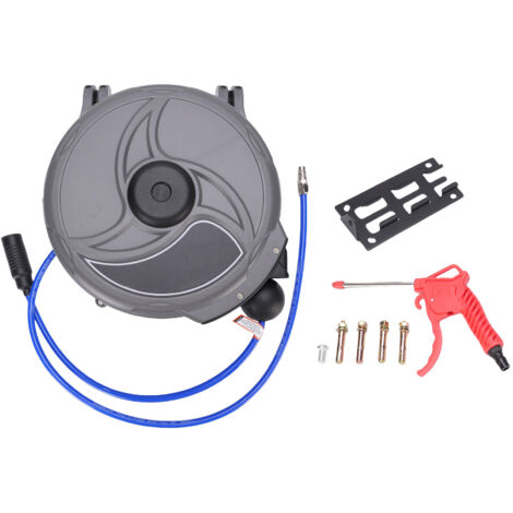 Enrouleur de tuyau d'air 10 mm x 15 m, rembobinage automatique, rétractable avec connecteur rapide autobloquant