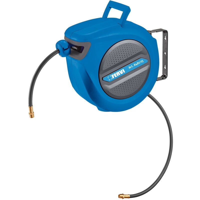 Enrouleur de tuyau d'air comprime auto-retractable 15 m Fervi a481/15