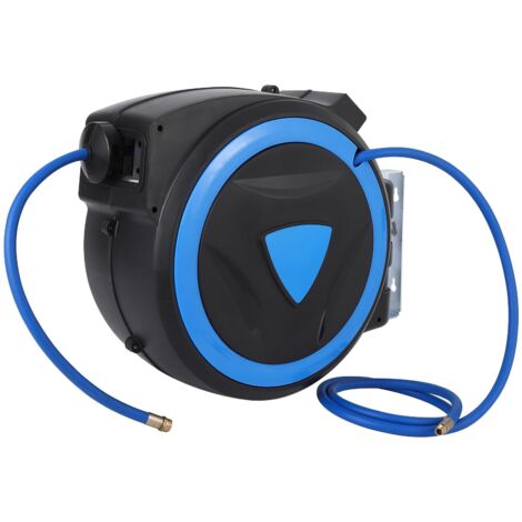 Enrouleur de Tuyau D'air Rétractable, Support, Rotatif à 180°, Verrouillage Auto, Tuyau de Mélange, Compresseur, 300 PSI, 24,38 m