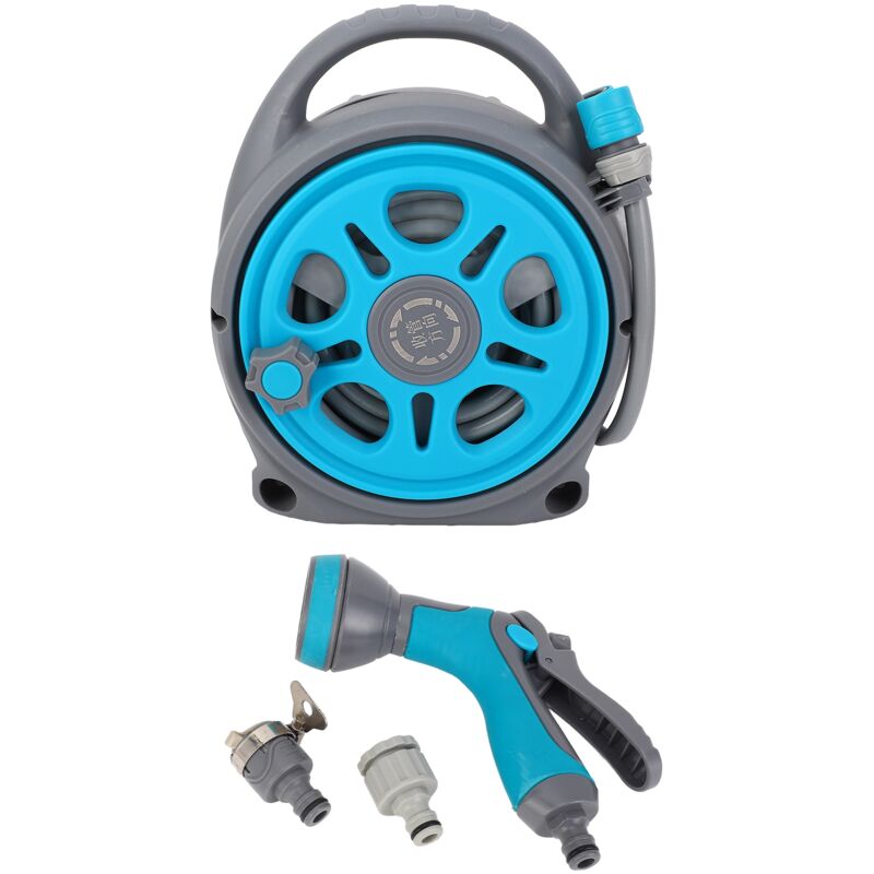 Enrouleur de Tuyau D'arrosage, Enrouleur de Tuyau Flexible et Extensible, Modes de Pulvérisation Polyvalents, Pression D'eau Réglable, Enrouleur de