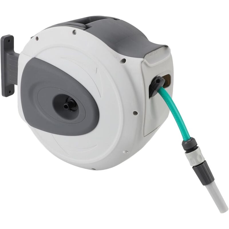 Topiky Dévidoir automatique à fixation murale - 20M - Enrouleur automatique avec support pivotant à 180°