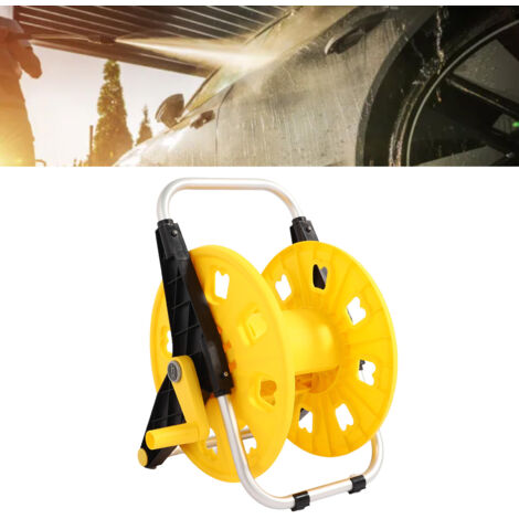 Enrouleur de Tuyau de Jardin 1/2 pouce Aluminium Portable avec Manivelle Rotative pour Contenir 60 m de Conduites d'Eau Extérieur