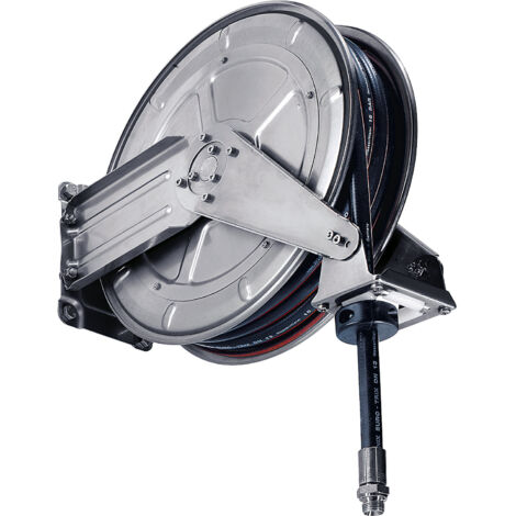 Enrouleur de tuyau en inox - tuyau en caoutchouc synthétique, pour eau - longueur tuyau 10 m