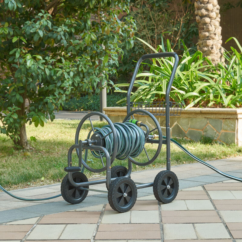 Enrouleur de tuyau Gelibolu 3/4 pouce pour tuyau jusqu'à 65 m gris [ Pro.tec