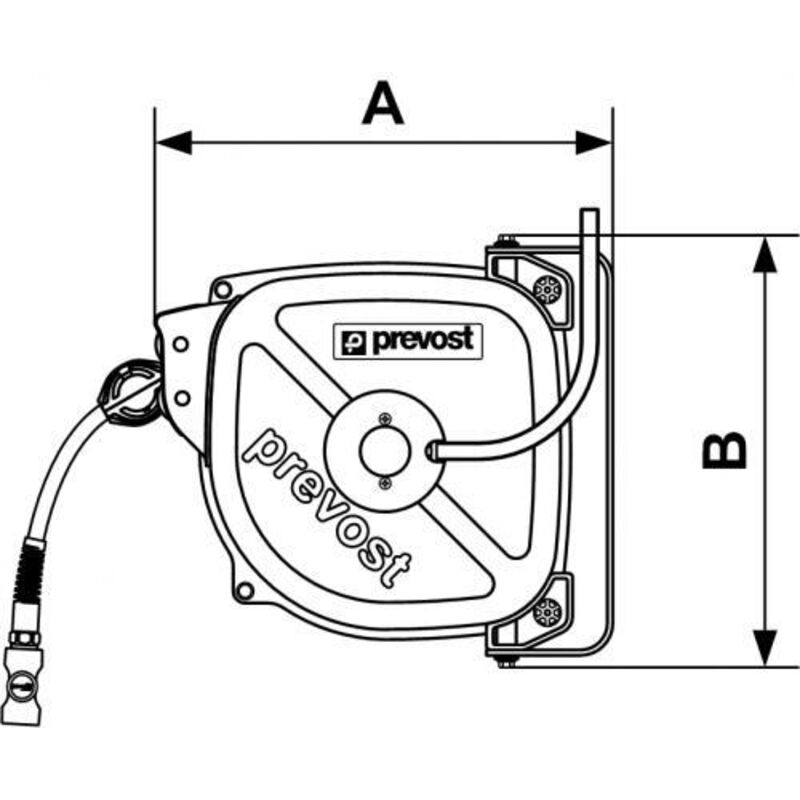 Enrouleur de tuyau industriel Prevost 10 m - 10x14 mm DRF 1010ES avec raccord de sécurité ESI 07