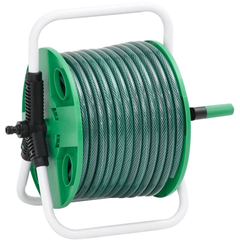 Enrouleur de tuyau vert sur pied avec tuyau de 50 m pvc - Vidaxl