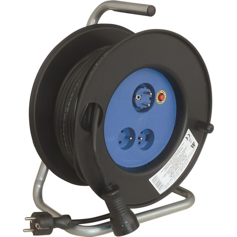 Enrouleur électrique Major 25M 3G 1.5 mm 2 prises 3000 watts - S01520