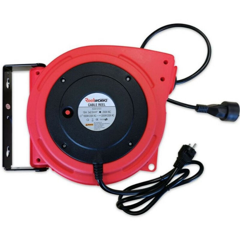 Enrouleur electrique mural 2.5mm² automatique - 15 mètres