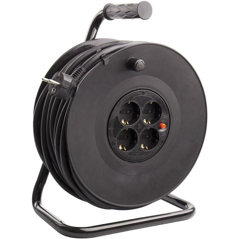 Ledkia - Enrouleur Extensible 40m 3x1.5mm avec Système 'Anti-Twist' Noir
