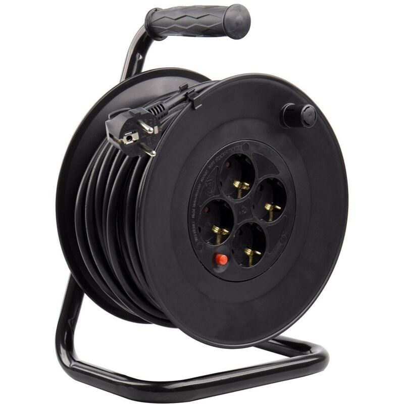 Efectoled - Enrouleur Extensible 50m 3x1.5mm avec Système 'Anti-Twist' Noir