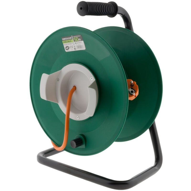Enrouleur jardin vide précâblé 3G1,5mm² 70cm + coupe circuit Noir Zenitech