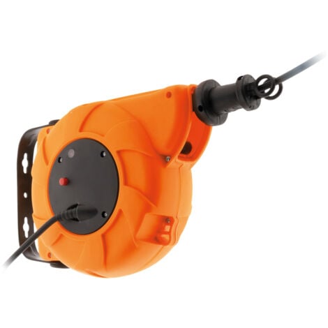 Enrouleur mural câble H05VV-F 3G1mm² 11m + 2m - Orange - Zenitech