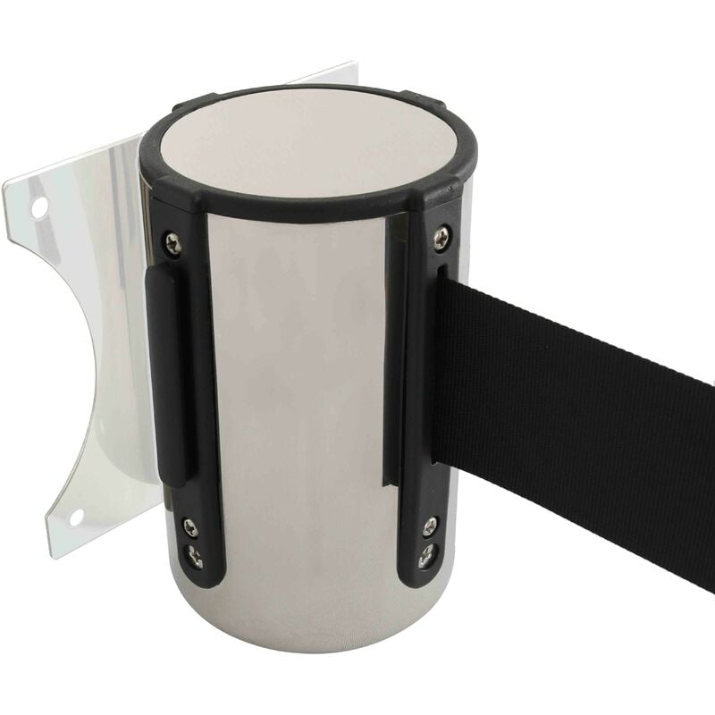 Enrouleur mural chromé sangle noire 5 m