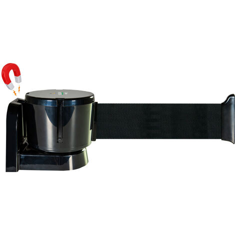 Enrouleur mural magnétique grande longueur avec sangle noir 12m x 50mm - 2811187