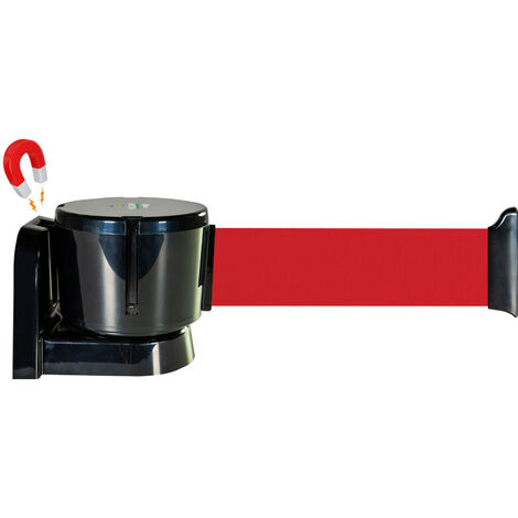 Enrouleur mural magnétique grande longueur avec sangle rouge 12m x 50mm - 2811064