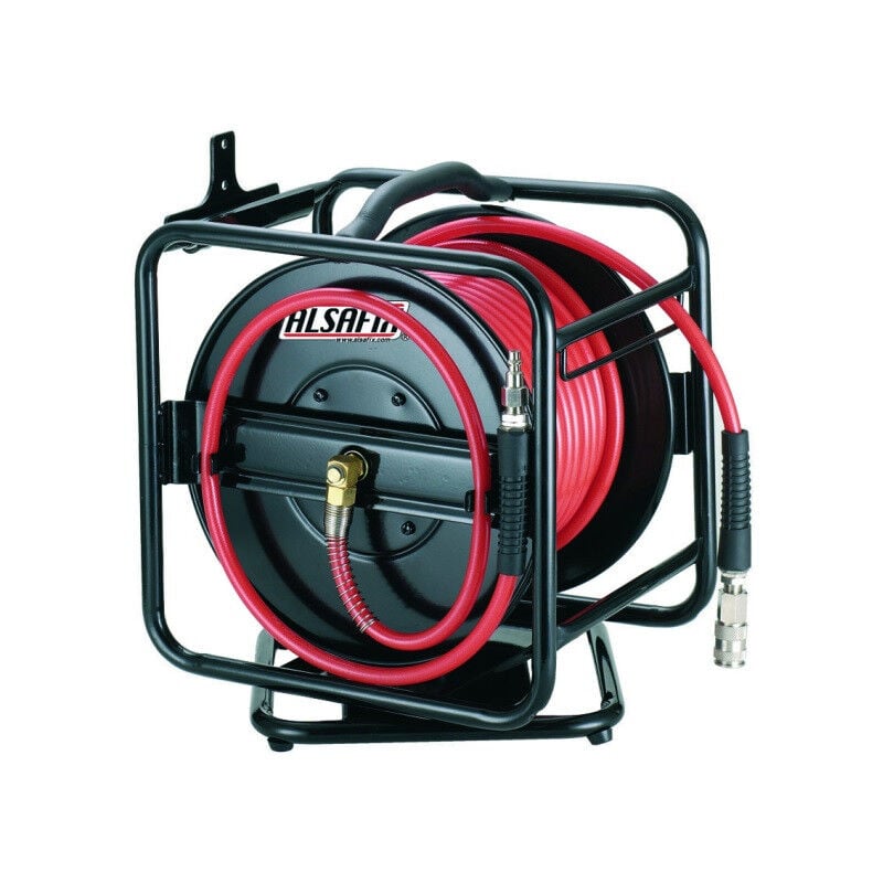 Alsafix - Enrouleur pneumatique pivotant 360° D10x15 tuyau 25m raccords 1/4' mâle et femelle