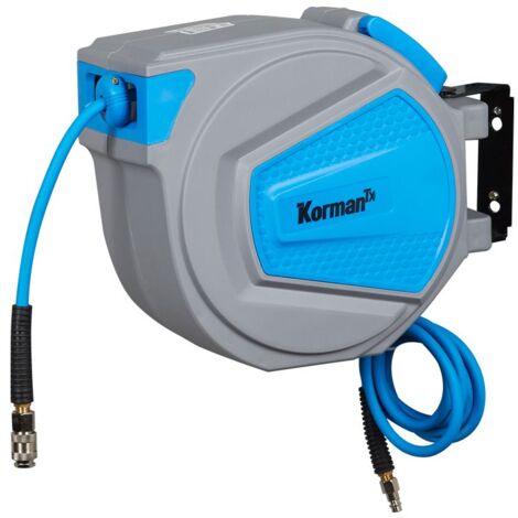 Enrouleur pneumatique automatique 20m – Raccord rapide 1/4’’ mâle – Pression max 10 bar – Support mural pivotant 180° – Korman