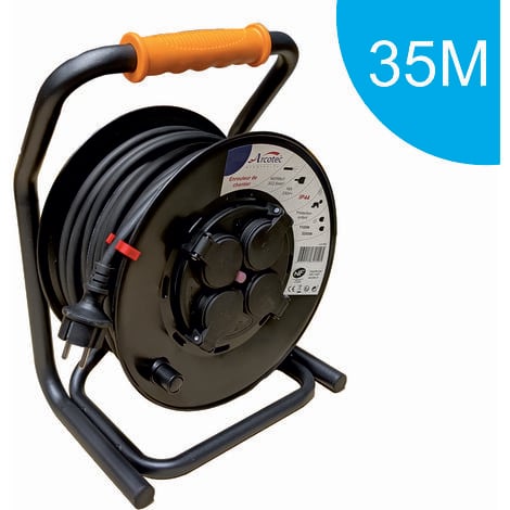 Enrouleur PRO de chantier 3G2.5 25m IP44 platine fixe (anti twist) - câble H07RN-F- 4 prises 16A - garantie 2 ans