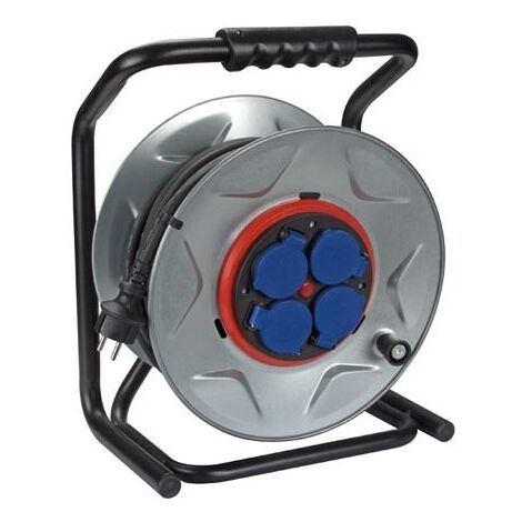 Enrouleur Professionnel Avec Syst,me Anti-rotation - Cable En N,opr,ne - 40 M - 3g2 5 - 4 Prises