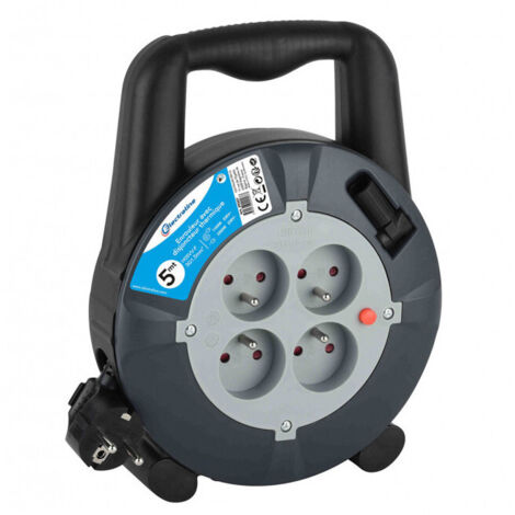 Enrouleur Rallonge Ménager Domestique 5M 16A, Section 3G1,5 mm, Noir
