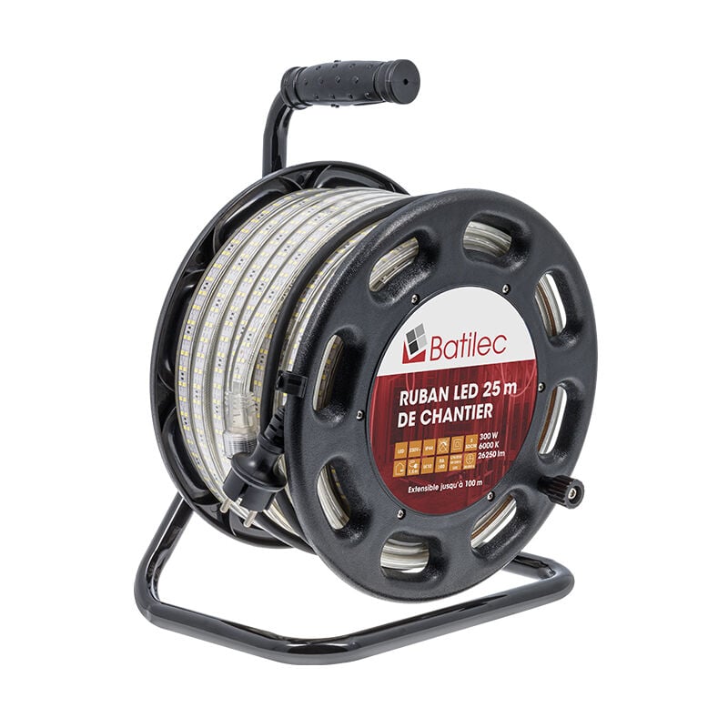 Enrouleur Ruban led de Chantier 25mètres– Puissant, Robuste et Pratique