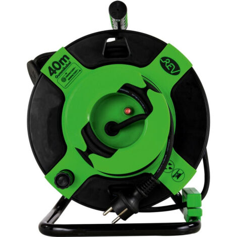 Enrouleur tambour 40m plastique IP 44 H05RR-F3G noir-vert