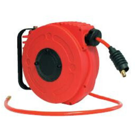 Enrouleur tuyau à air comprimé Mecafer - Dimensions  8 x 13, longueur 9 mètres, insert rapide et coupleur inclus - 126023