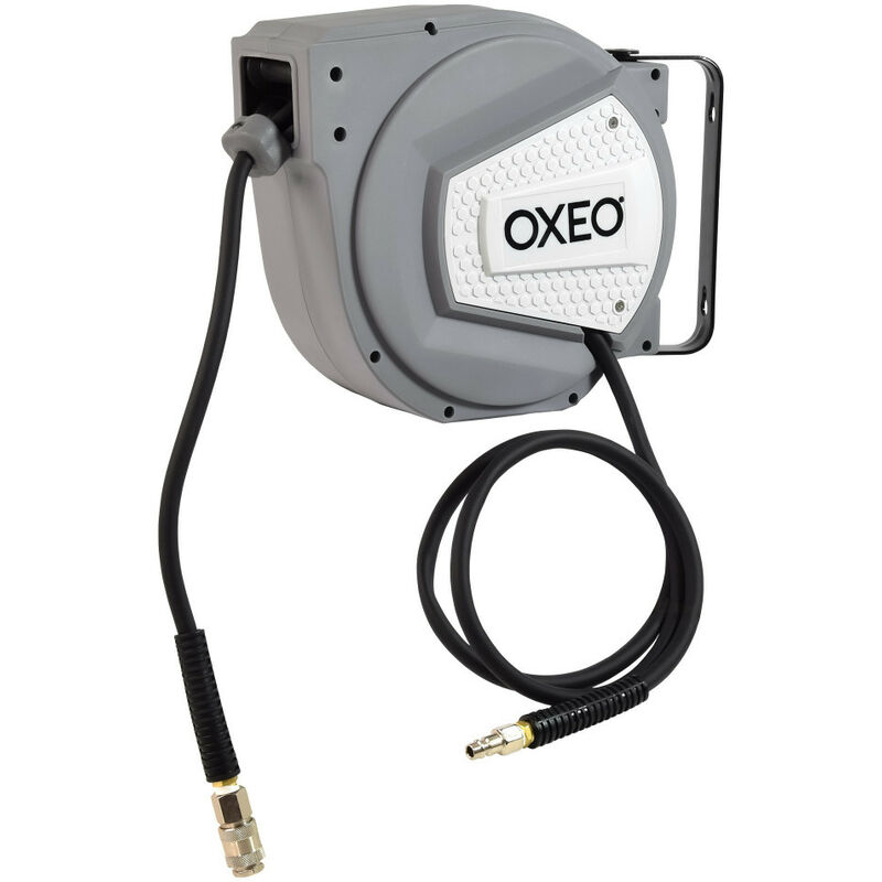 Oxeo - Enrouleur de tuyau à air comprimé - Dévidoir automatique Pivotant à 180° - 10 bar max - tuyau - Longueur 12m - Diamètre 8mm